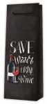 Tragetasche 1er Kraftpapier   Schwarz Save Water Drink Wine 