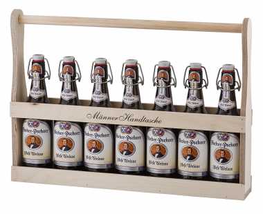 Holzflaschenträger 1/2 Meter  Männer Handtasche Bier 