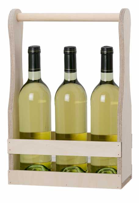 Holzflaschenträger            für 3 x 0,75 Ltr. Wein 